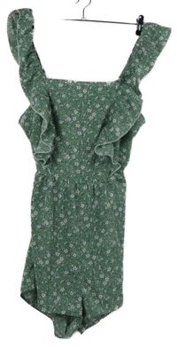 Dámský zelený kytičkovaný letní overal s volánky Shein 