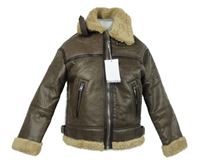 Nové - Dámská hnědá koženková zateplená bunda s kožíškem Bershka 