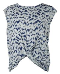 Dámská bílo-modrá vzorovaná halenka s řasením Primark 