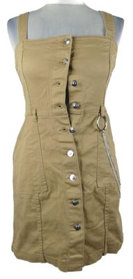 Dámské béžové riflové propínací šaty s řetízkem H&M