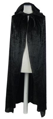 Kostým - Dámský černý sametový plášť s kapucí