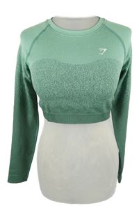 Dámské světlezelené vzorované crop sportovní funkční triko Gymshark 