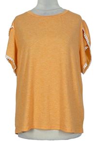 Dámské oranžové tričko s ozdobným lemováním Shein 