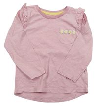 Růžové melírované triko s volánky a kytičkami Nutmeg 