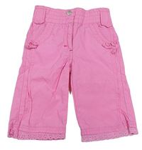 Růžové plátěné crop kalhoty Kiki&Koko