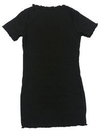 Černé žebrované úpletové šaty Shein