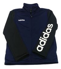 Tmavomodro-černá sportovní propínací mikina s logem zn. Adidas