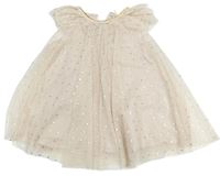 Světlerůžové třpytivé tylové šaty s puntíky zn. H&M