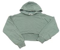 Khaki crop mikina s kapucí Primark