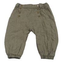 Černo-hnědé plátěné podšité kalhoty H&M