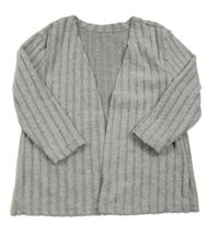 Světlešedý žebrovaný úpletový cardigan Shein