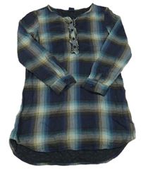 Tmavomodro-khaki kostkované šaty GAP