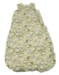 Béžový zateplený spací pytal s listy a zvířátky TU