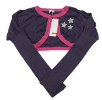 Nové - Fialovo-růžové svetrové bolerko s hvězdami Name it