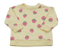 Žlutá mikina s jahůdkami