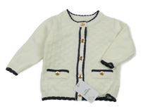 Nové - Bílý propínací svetr s proužkem Nutmeg