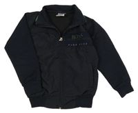 Tmavomodrá propínací mikina s nápisem 