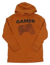 Oranžová mikina s ovladačem a kapucí C&A