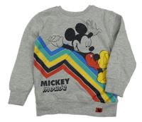 Světlešedá mikina s proužky a Mickey Mousem George
