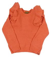 Lososový svetr s volánkem 