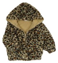 Béžová kožešinová podšitá bunda s kapucí Ergee