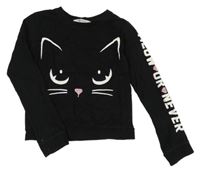 Černé crop triko s kočkou H&M