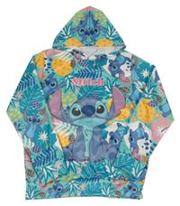 Tyrkysová sportovní mikina se Stichem a kapucí 