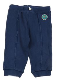 Modré žebrované tepláky a nášivkou M&S