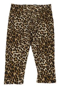 Černo-hnědé leopardí crop legíny 