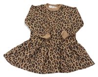 Hnědé leopardí teplákové šaty H&M