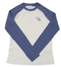 Fialovo-bílé žebrované triko s nápisem M&S