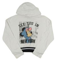 Bílá crop mikina s Minnie a kapucí Disney