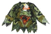 Nové - Kostým - Khaki-černé vzorované triko s dinosaurem F&F