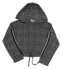 Černo-šedá vzorovaná crop mikina s kapucí Matalan
