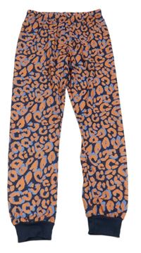 Tmavomodro-korálové vzorované pyžamové kalhoty 