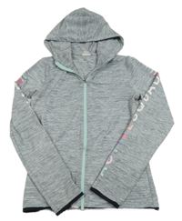 Šedá melírovaná sportovní propínací mikina s nápisem a kapucí H&M