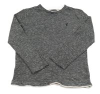 Černo-bílé melírované pletené triko s výšivkou Next