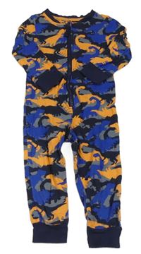 Šedo-modro-oranžový vzorovaný overal s dinosaury George