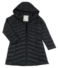 Černý šusťákový prošívaný lehký zateplený kabát s kapucí M&S