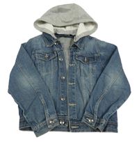 Modrá riflová bunda s kapucí 