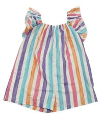 Bílo-barevný pruhovaný kraťasový overal Shein