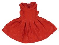 Červené květované šaty s límečkem 