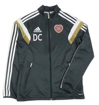 Tmavošedo-bílo-zlatá sportovní funkční propínací mikina Adidas