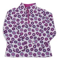 Bílo-purpurová květovaná fleecová mikina Lupilu