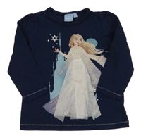 Tmavomodré triko s Elsou Disney