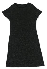 Černo-stříbrné třpytivé elastické šaty E-Vie