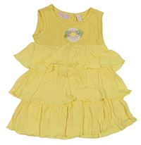 Žluté vrstvené šaty s kytičkou 