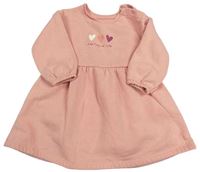 Světlerůžové teplákové šaty se srdíčky Matalan