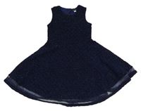 Tmavomodro-černé třpytivé šaty River Island
