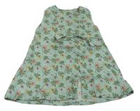 Světlezelené plátěné šaty s kytičkami Minnie Minors